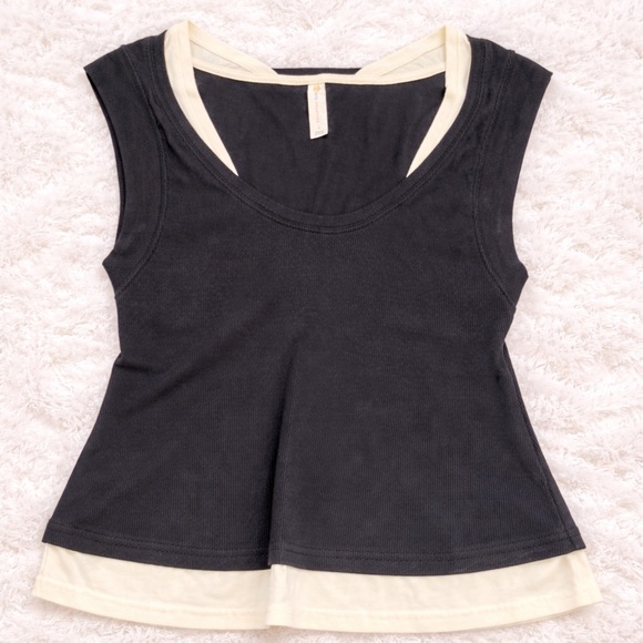 Daily Practice Tops - Daily Practice Black White Layered Tank Top Medium Athleisure